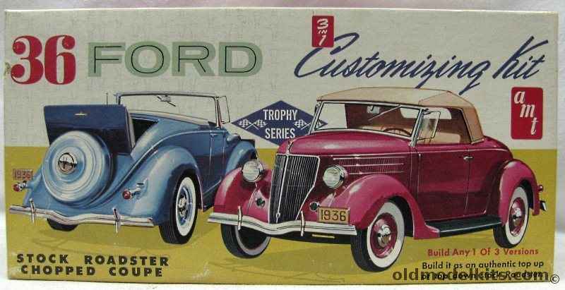 AMT 1/25 1936 Ford Stock Roadster or Chopped or Stock Coupe 3 In 1 Kit, 36-149 plastic model kit